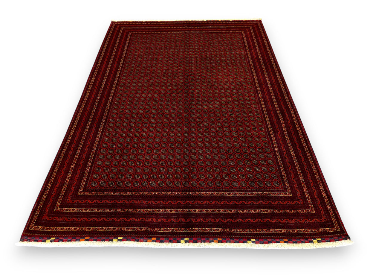 FINE AFGHAN BOKHARA - Red - 2.94m x 2.05m