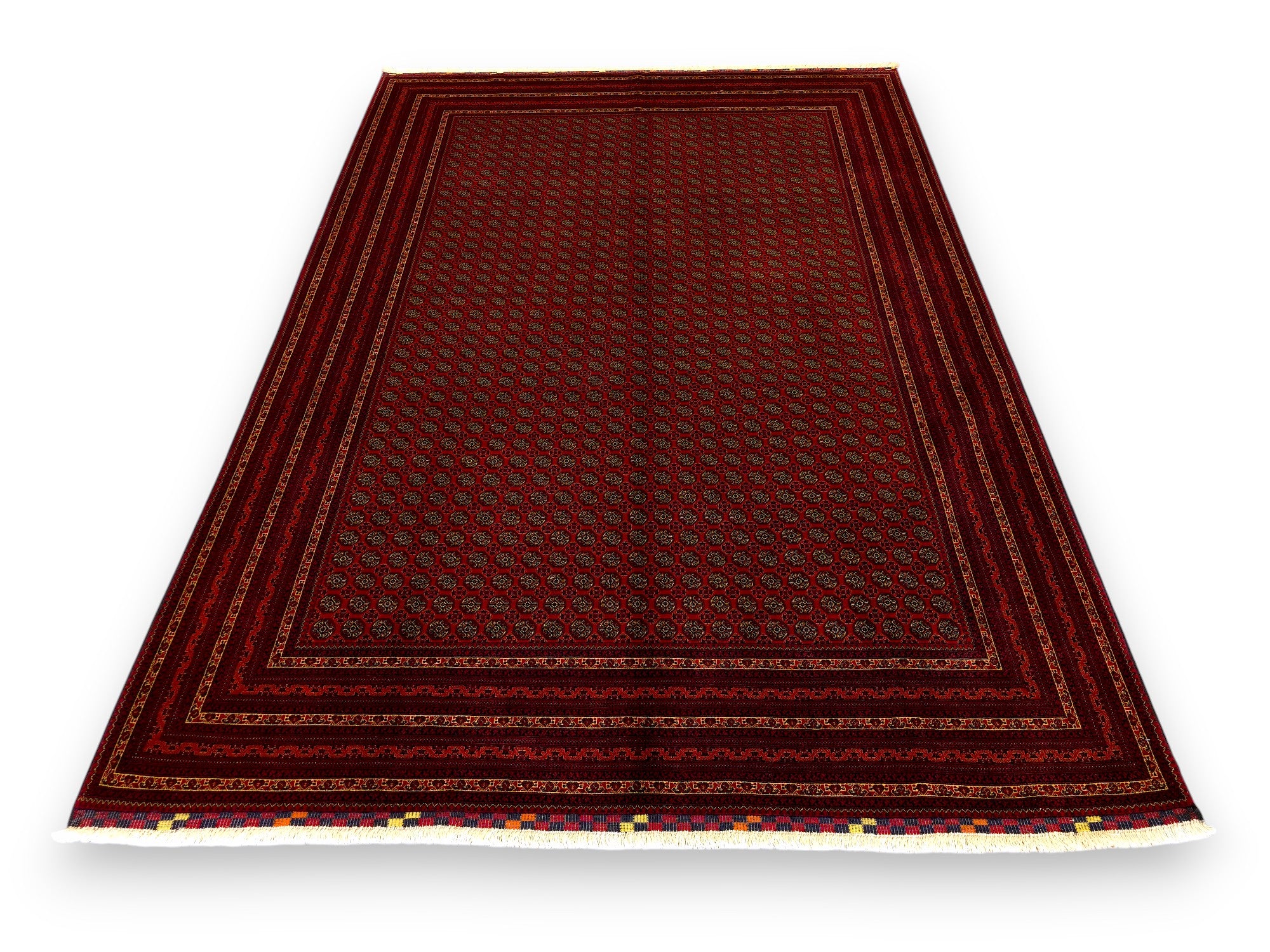 FINE AFGHAN BOKHARA - Red - 2.94m x 2.05m