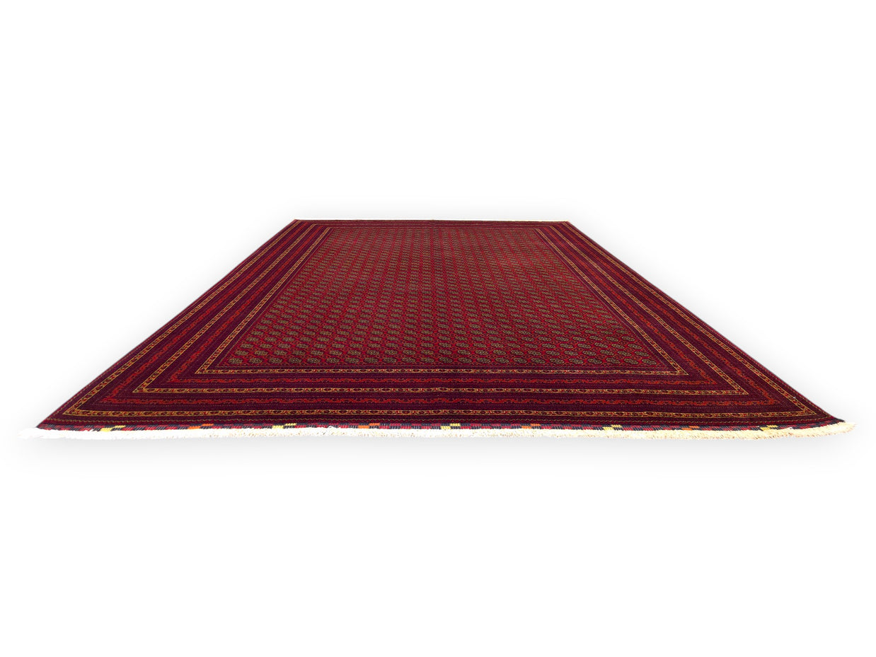 FINE AFGHAN BOKHARA - Red - 2.94m x 2.05m