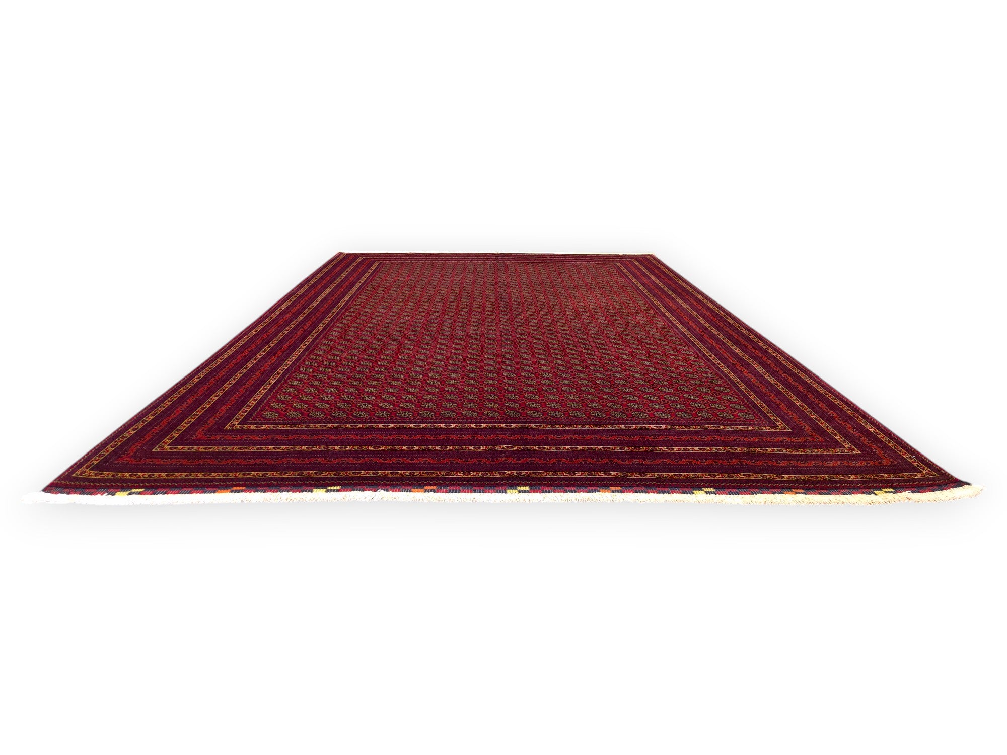 FINE AFGHAN BOKHARA - Red - 2.94m x 2.05m