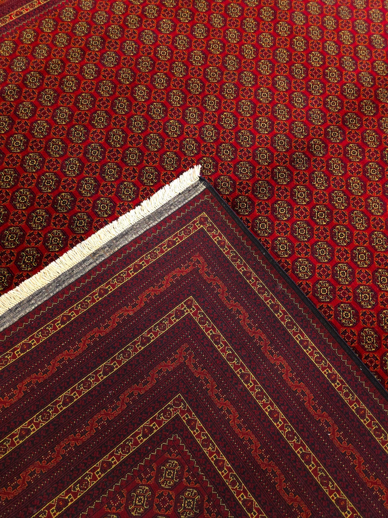 FINE AFGHAN BOKHARA - Red - 2.94m x 2.05m