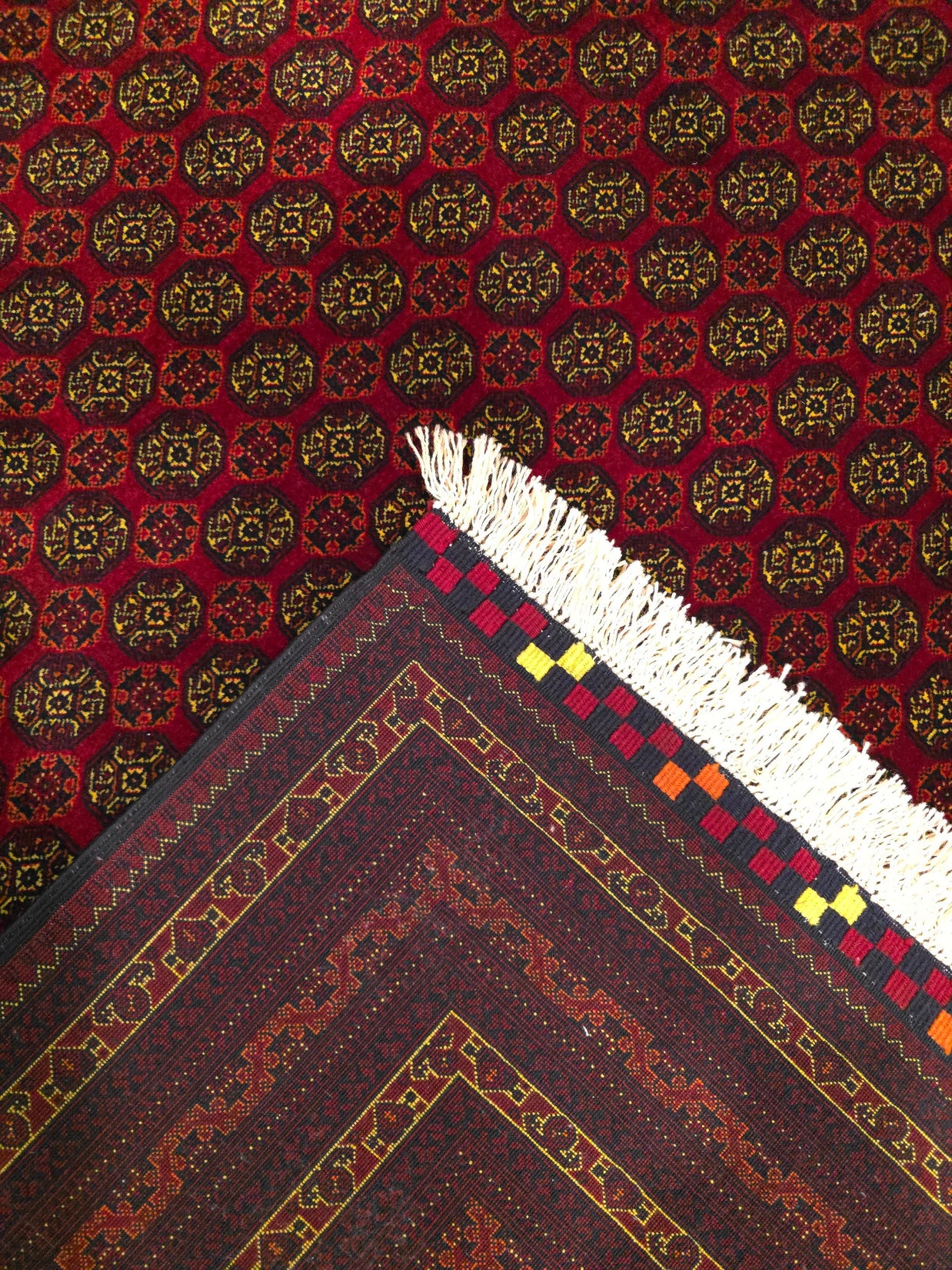 FINE AFGHAN BOKHARA - RED - 3.41m x 2.54m