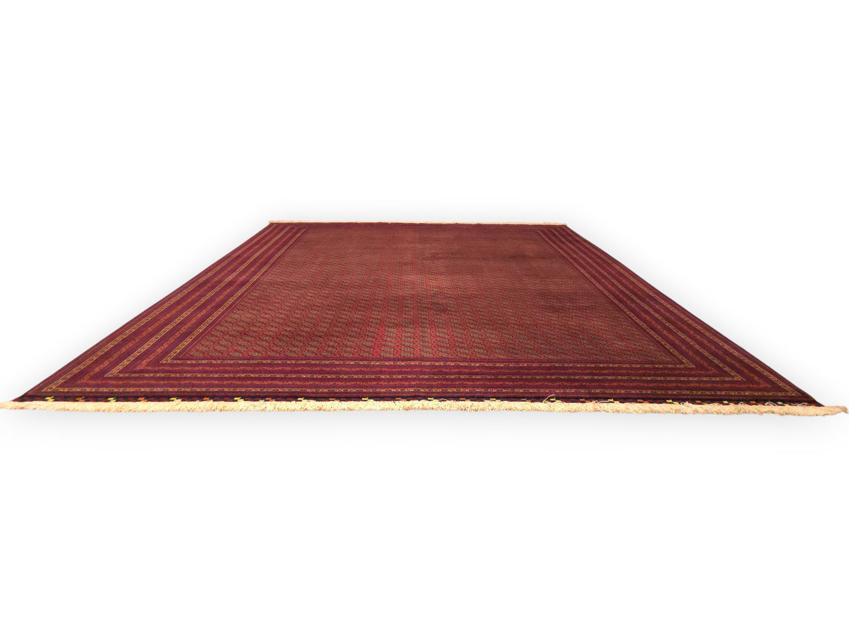 FINE AFGHAN BOKHARA - RED - 3.41m x 2.54m