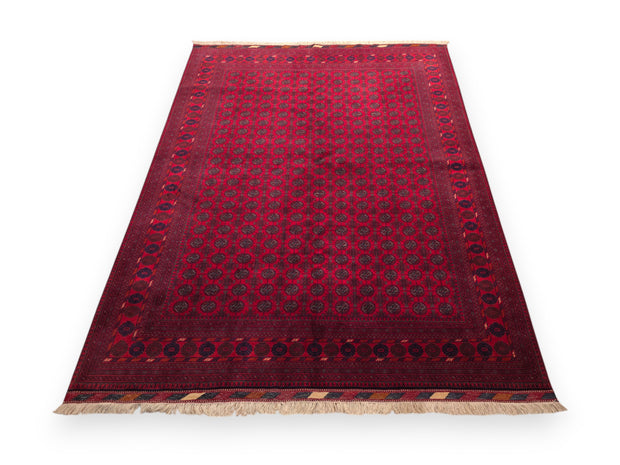 FINE AFGHAN BOKHARA - Red - 2.33m x 1.73m