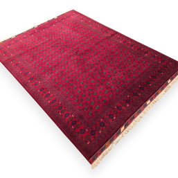 FINE AFGHAN BOKHARA - Red - 2.33m x 1.73m