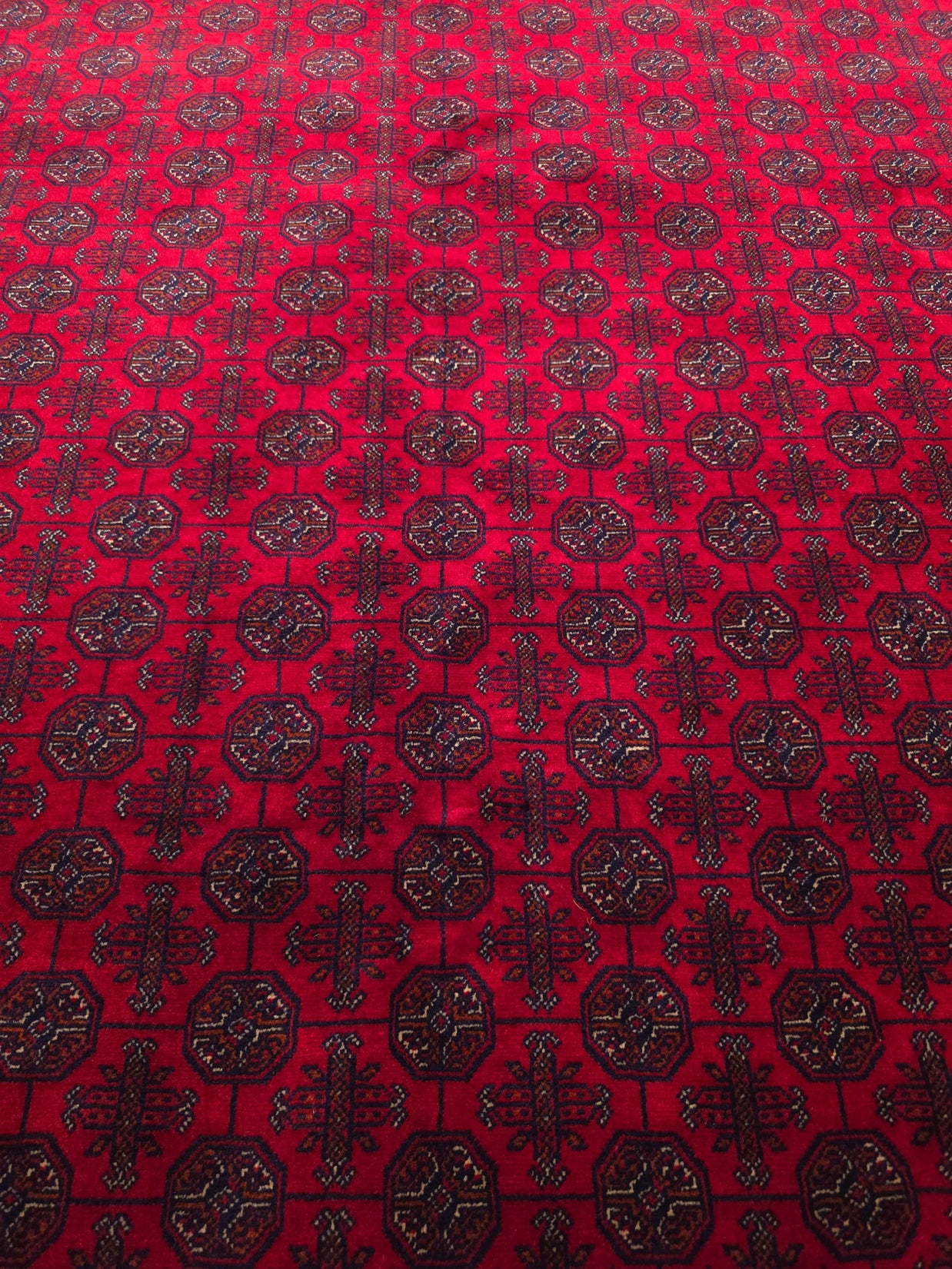 FINE AFGHAN BOKHARA - Red - 2.33m x 1.73m