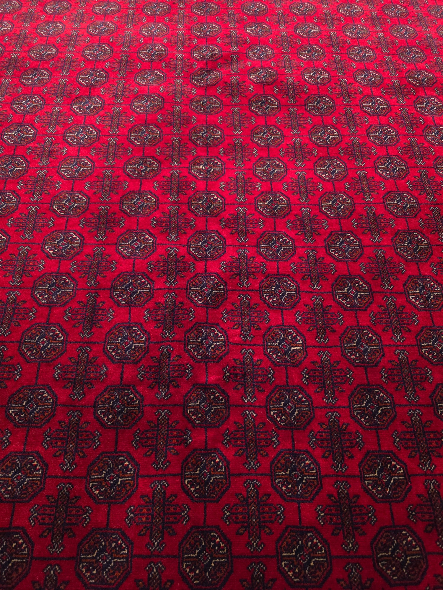 FINE AFGHAN BOKHARA - Red - 2.33m x 1.73m
