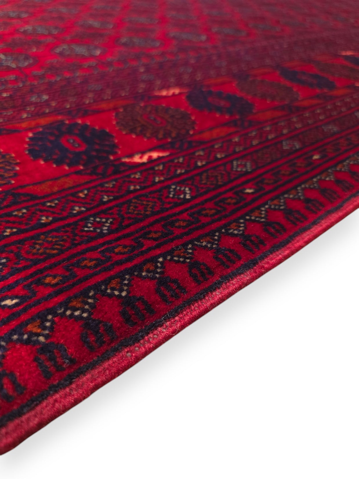 FINE AFGHAN BOKHARA - Red - 2.33m x 1.73m