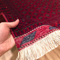 FINE AFGHAN BOKHARA - Red - 2.33m x 1.73m