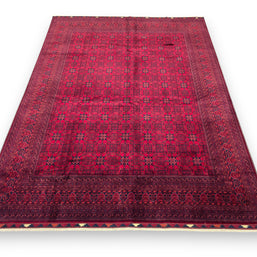 FINE AFGHAN BOKHARA - Red - 3.97m x 3.01m