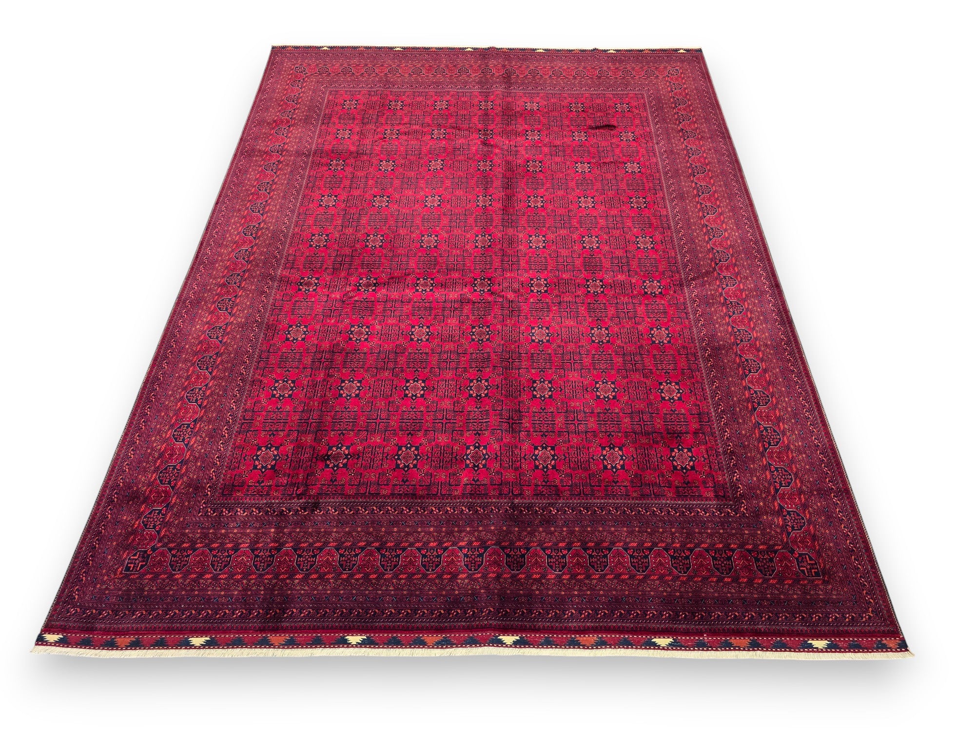 FINE AFGHAN BOKHARA - Red - 3.97m x 3.01m