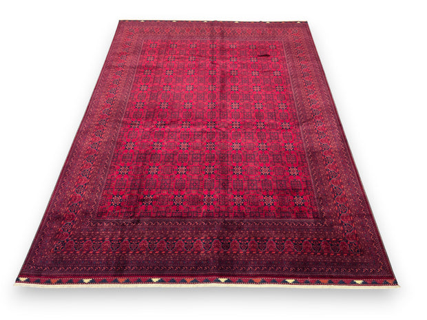 FINE AFGHAN BOKHARA - Red - 3.97m x 3.01m