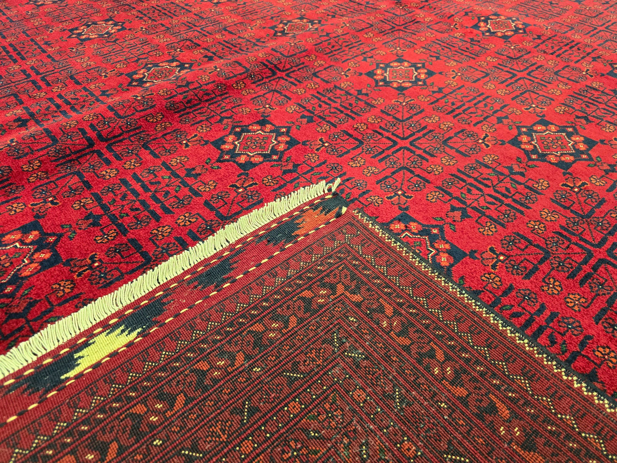 FINE AFGHAN BOKHARA - Red - 3.97m x 3.01m