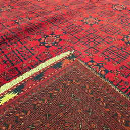 FINE AFGHAN BOKHARA - Red - 3.97m x 3.01m