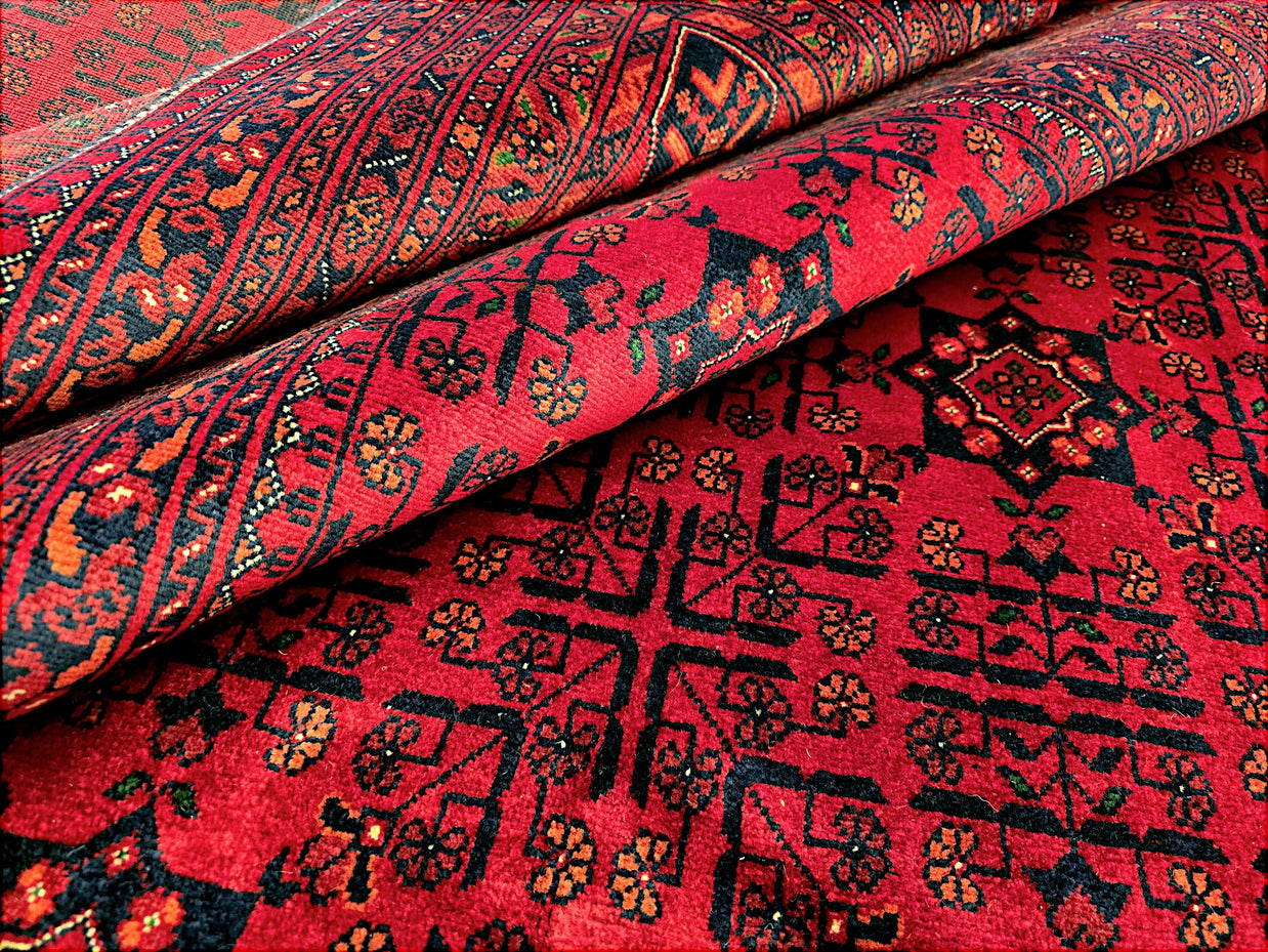 FINE AFGHAN BOKHARA - Red - 3.97m x 3.01m