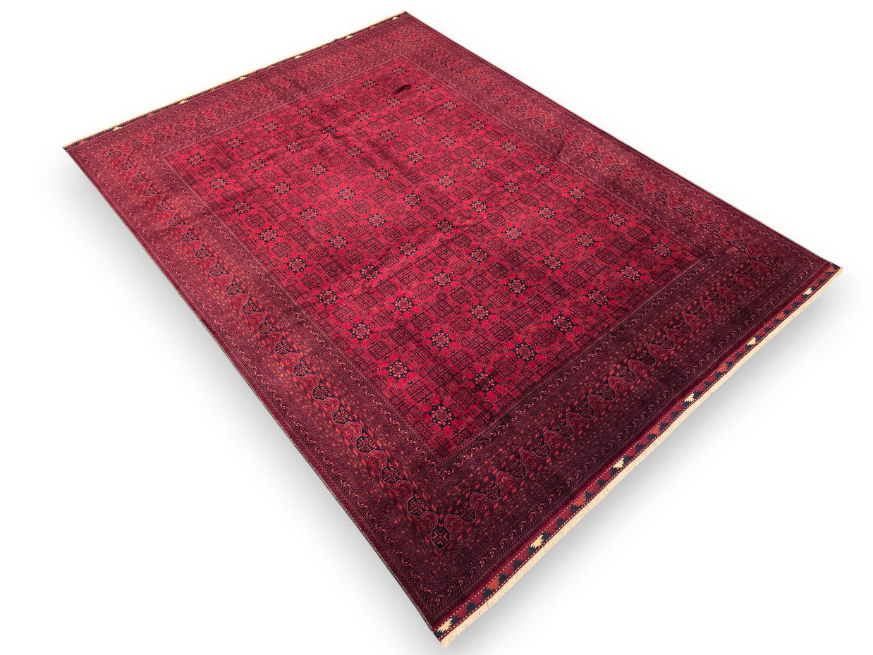 FINE AFGHAN BOKHARA - Red - 3.97m x 3.01m