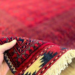 FINE AFGHAN BOKHARA - Red - 3.97m x 3.01m