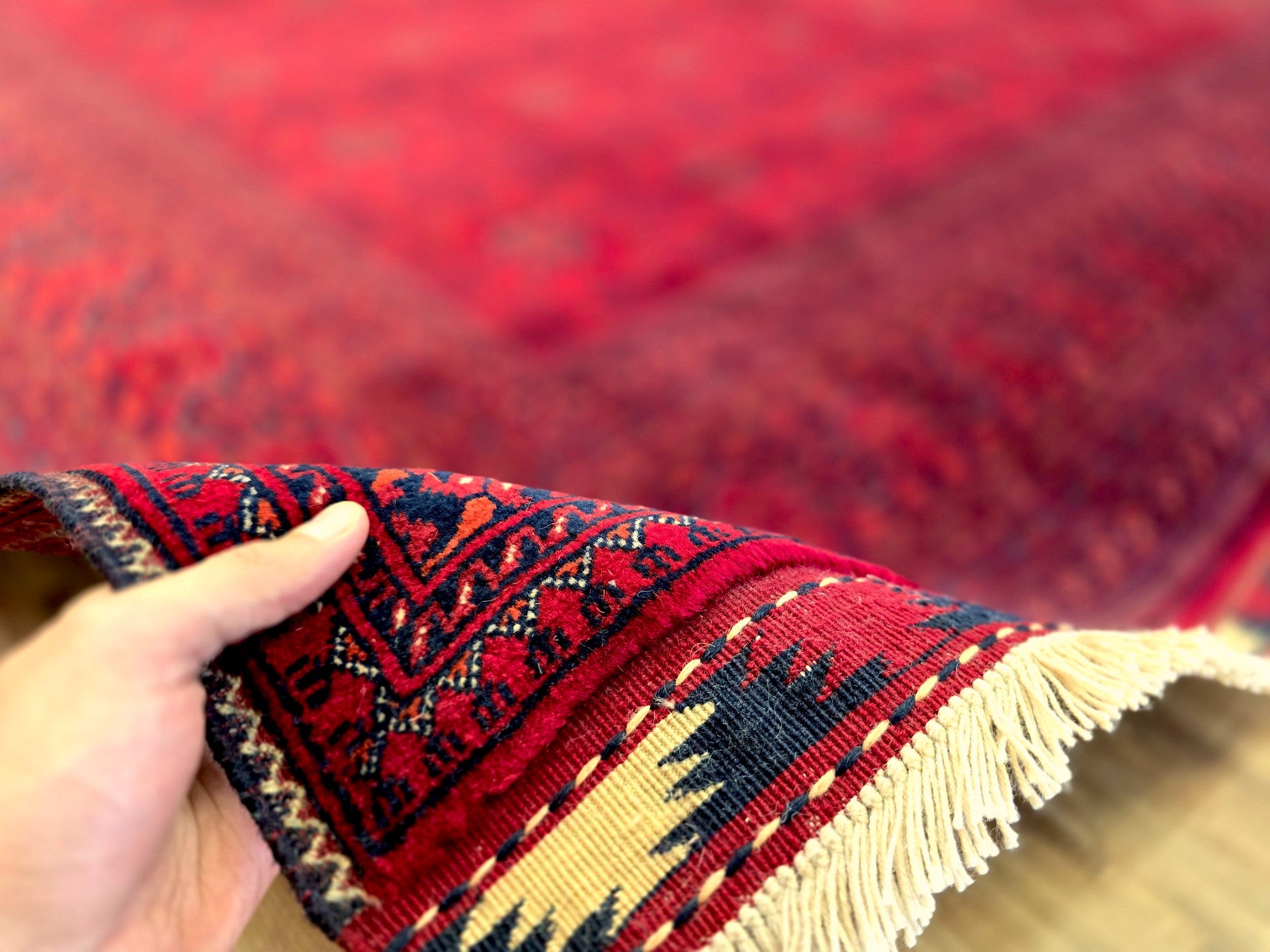 FINE AFGHAN BOKHARA - Red - 3.97m x 3.01m