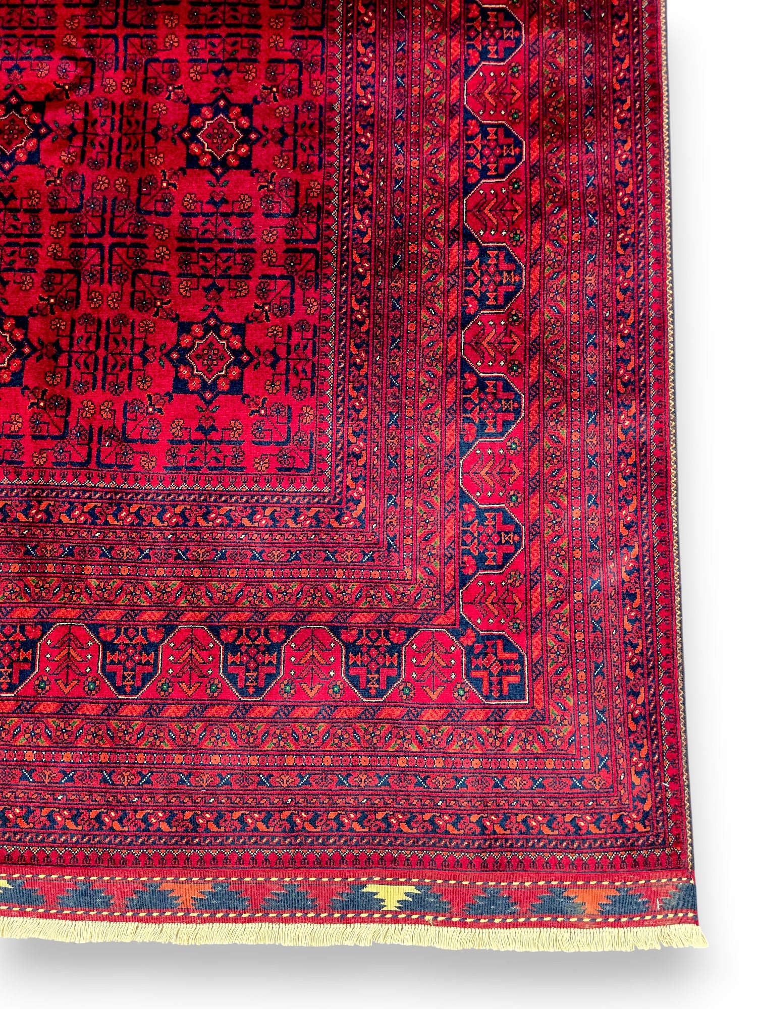 FINE AFGHAN BOKHARA - Red - 3.97m x 3.01m