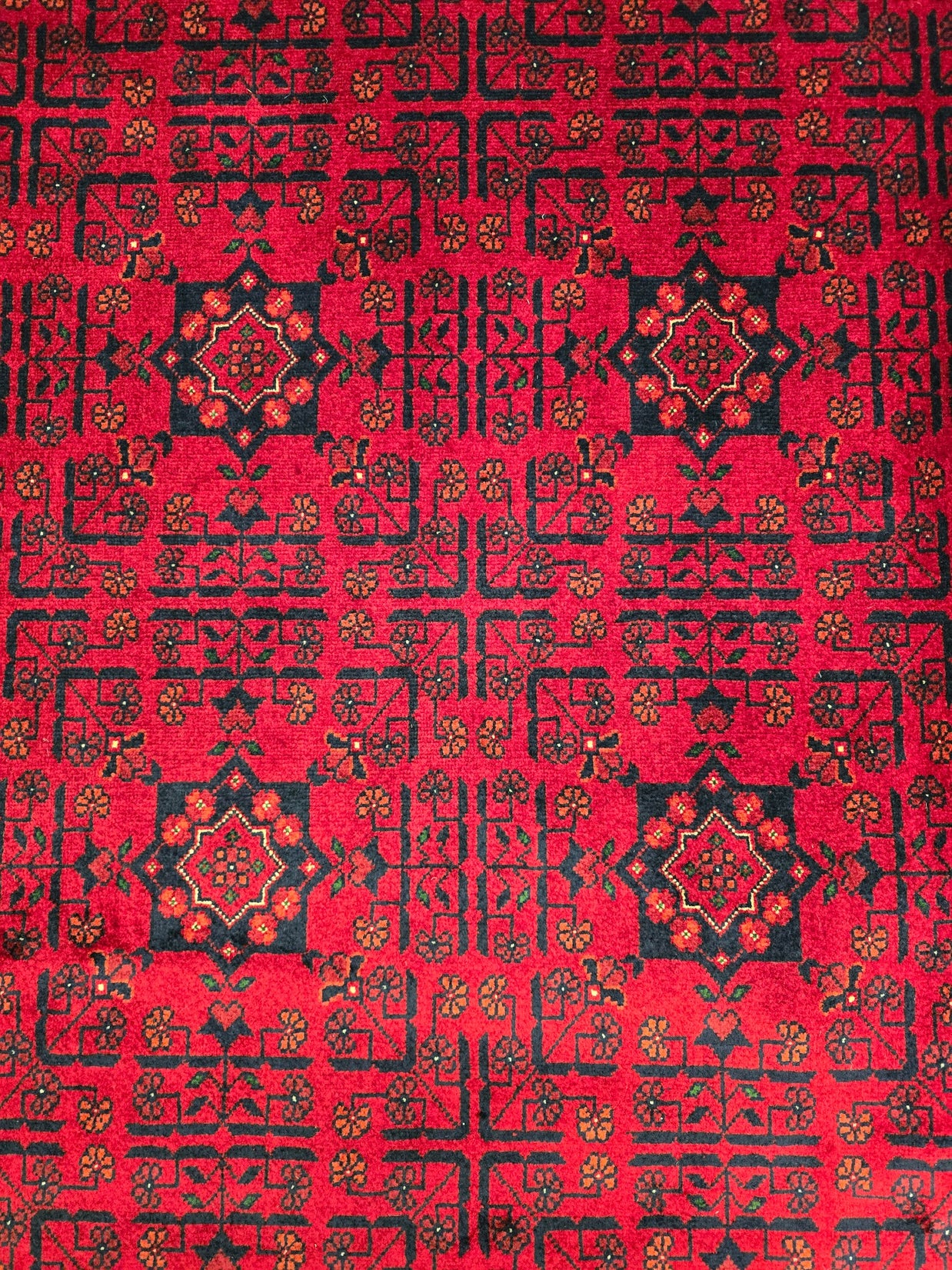 FINE AFGHAN BOKHARA - Red - 3.97m x 3.01m