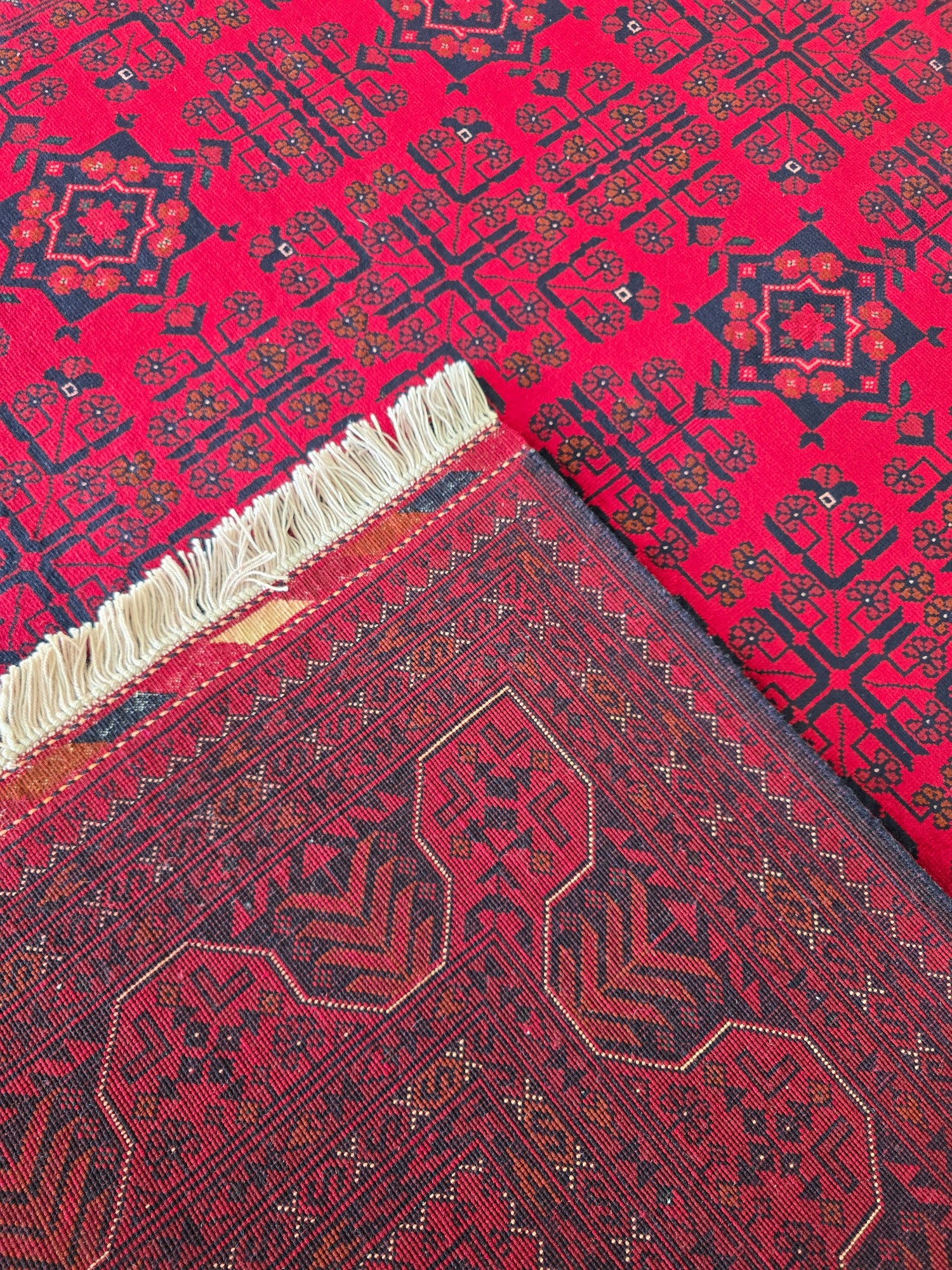 FINE AFGHAN BOKHARA - Red - 2.00m x 1.50m
