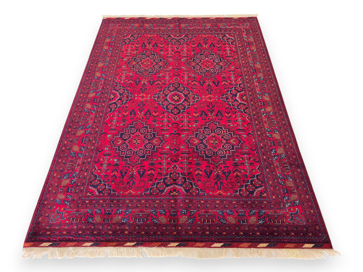FINE AFGHAN BOKHARA - Red - 2.05m x 1.52m