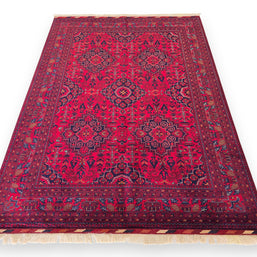 FINE AFGHAN BOKHARA - Red - 2.05m x 1.52m