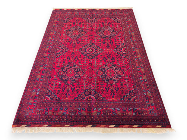 FINE AFGHAN BOKHARA - Red - 2.05m x 1.52m