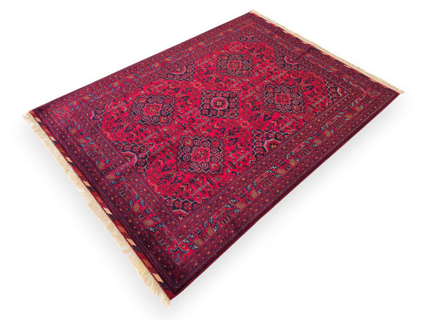FINE AFGHAN BOKHARA - Red - 2.05m x 1.52m