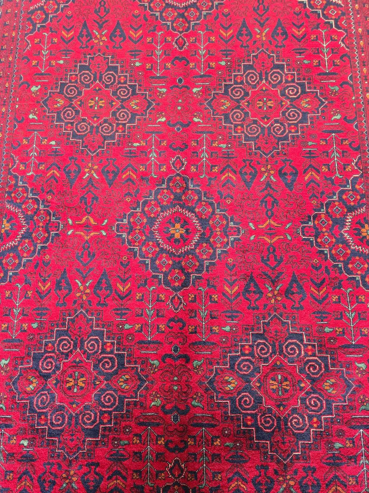 FINE AFGHAN BOKHARA - Red - 2.05m x 1.52m