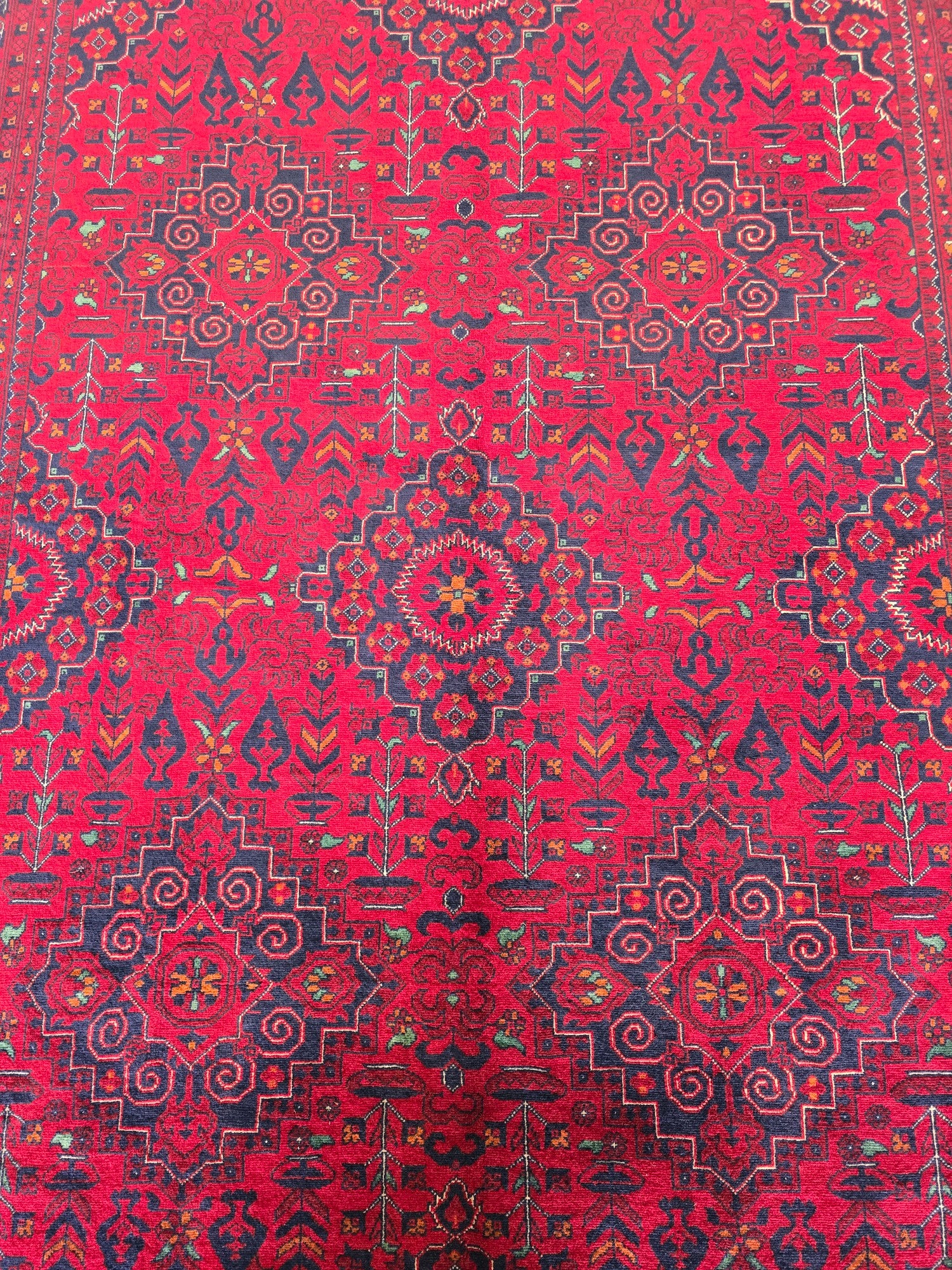 FINE AFGHAN BOKHARA - Red - 2.05m x 1.52m