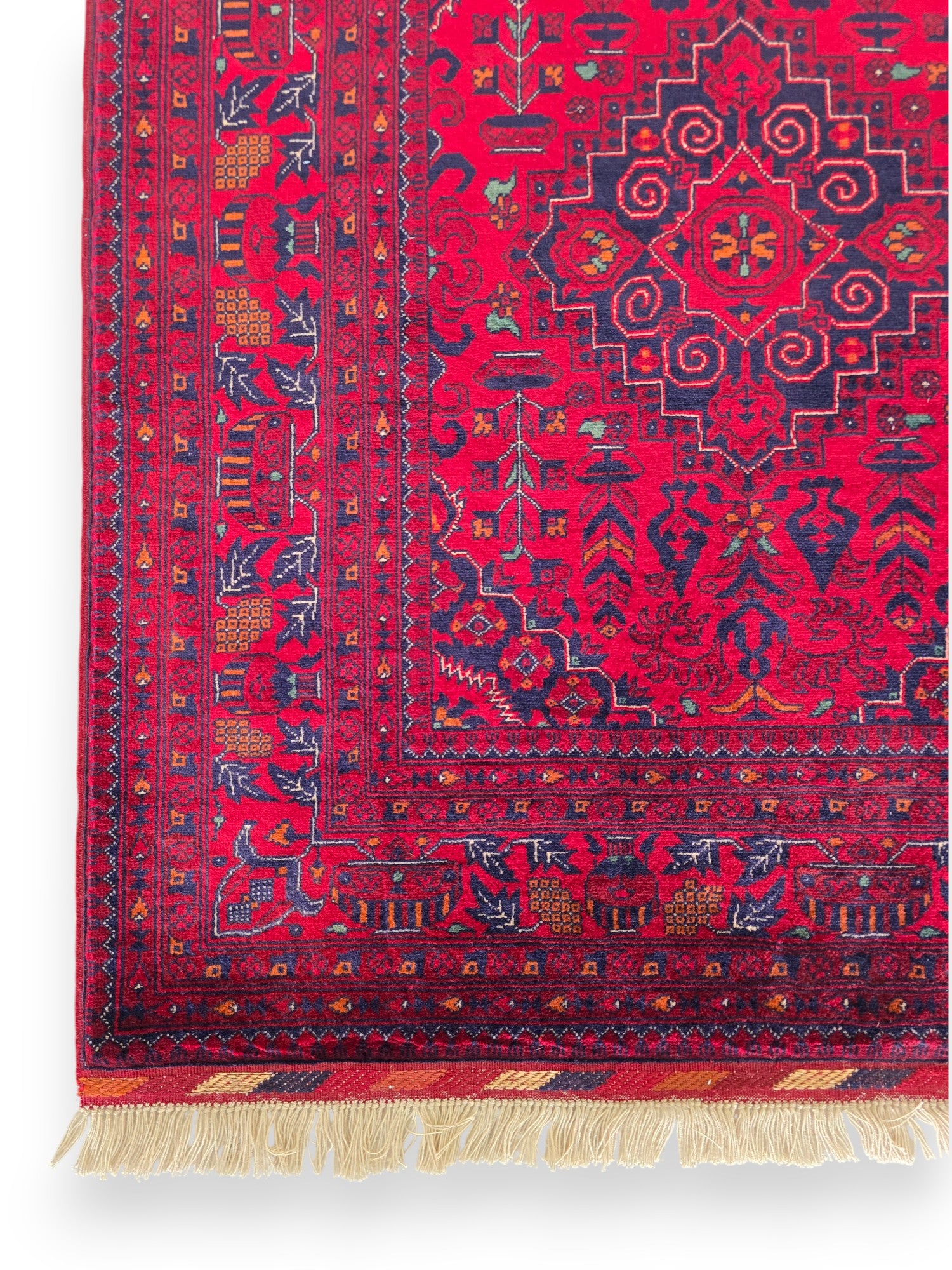 FINE AFGHAN BOKHARA - Red - 2.05m x 1.52m