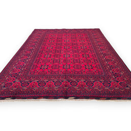 FINE AFGHAN BOKHARA - Red - 2.33m x 1.65m