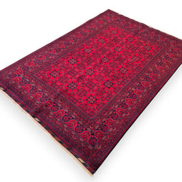 FINE AFGHAN BOKHARA - Red - 2.33m x 1.65m