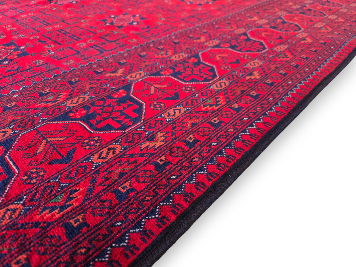 FINE AFGHAN BOKHARA - Red - 2.33m x 1.65m