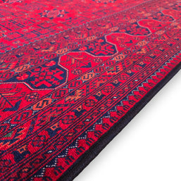 FINE AFGHAN BOKHARA - Red - 2.33m x 1.65m