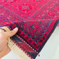 FINE AFGHAN BOKHARA - Red - 2.33m x 1.65m