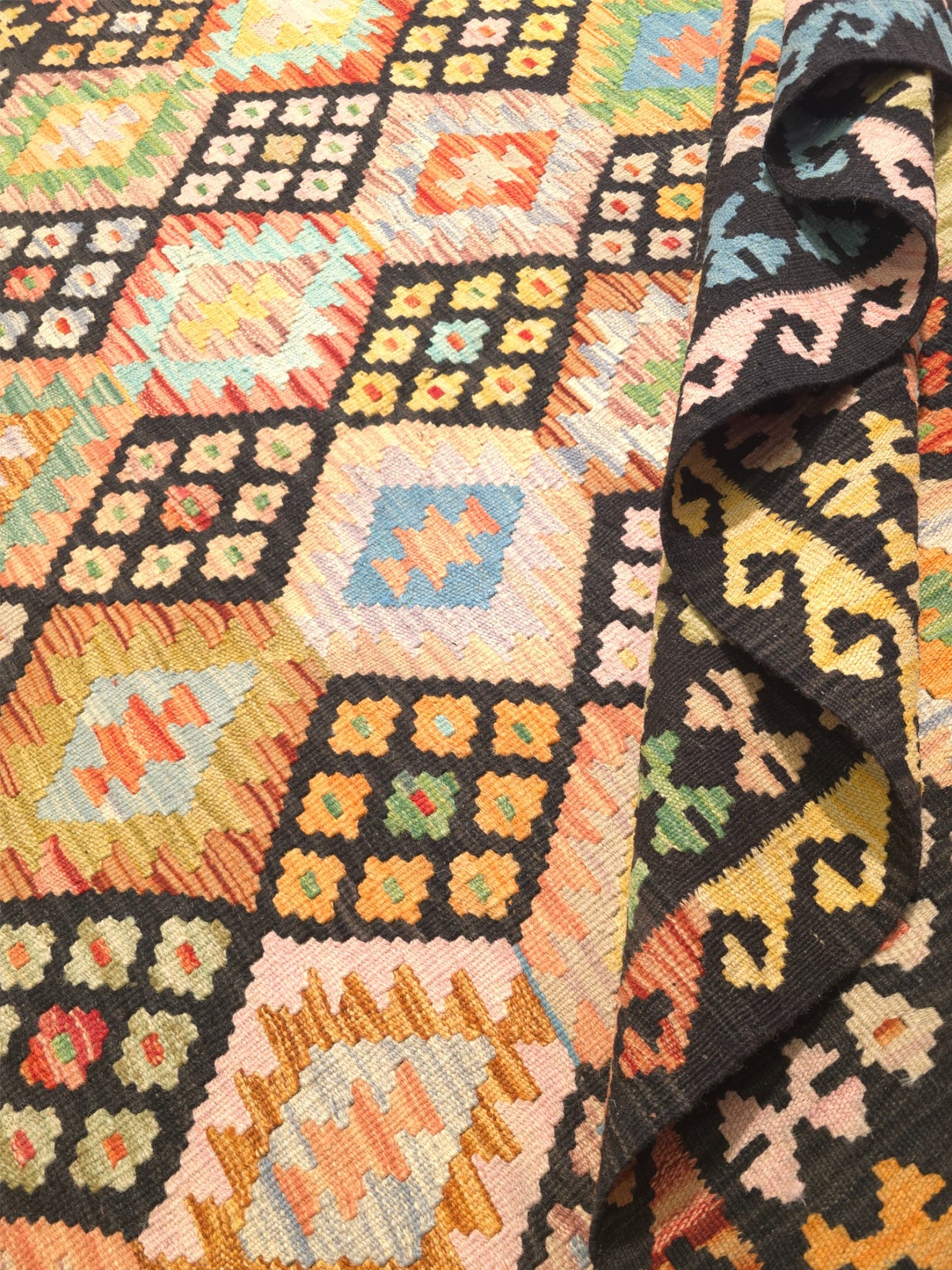 WAZIRI KILIM RUG - 1.99m X 1.52m