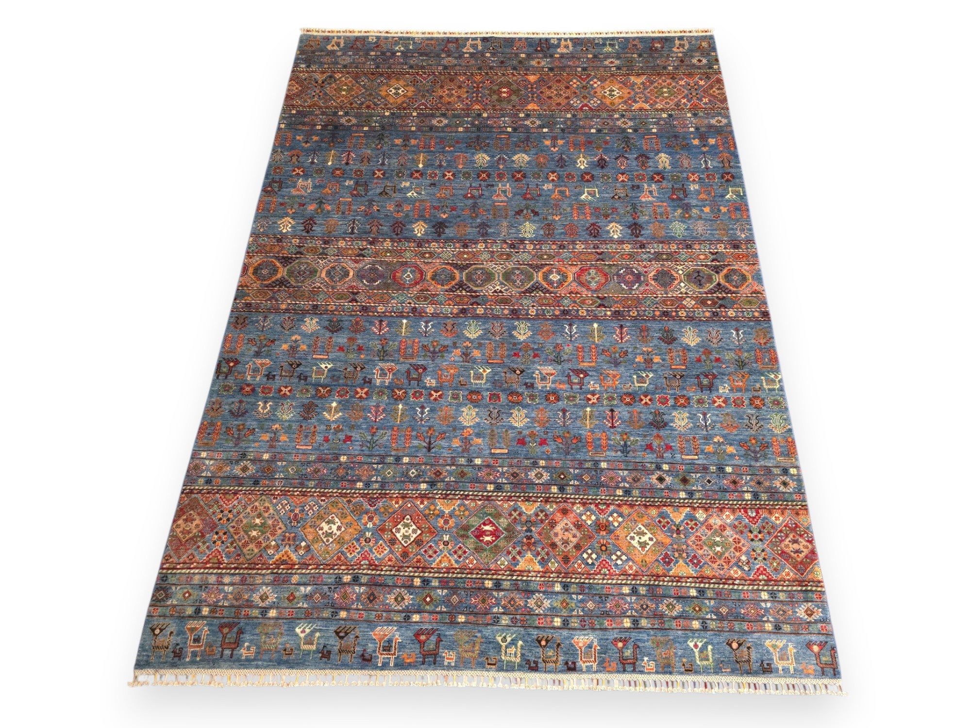 STRIPE BLUE - WOOLEN RUG | 3.43m x 2.44m