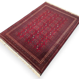 FINE AFGHAN KUNDUZ RUG - Deep Red - 1.74m x 1.22m