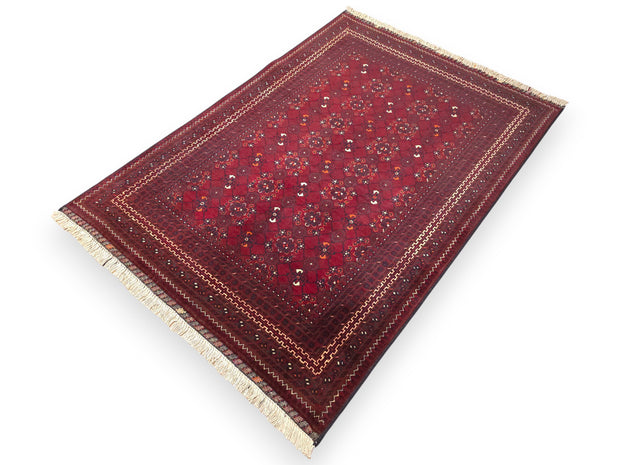 FINE AFGHAN KUNDUZ RUG - Deep Red - 1.74m x 1.22m