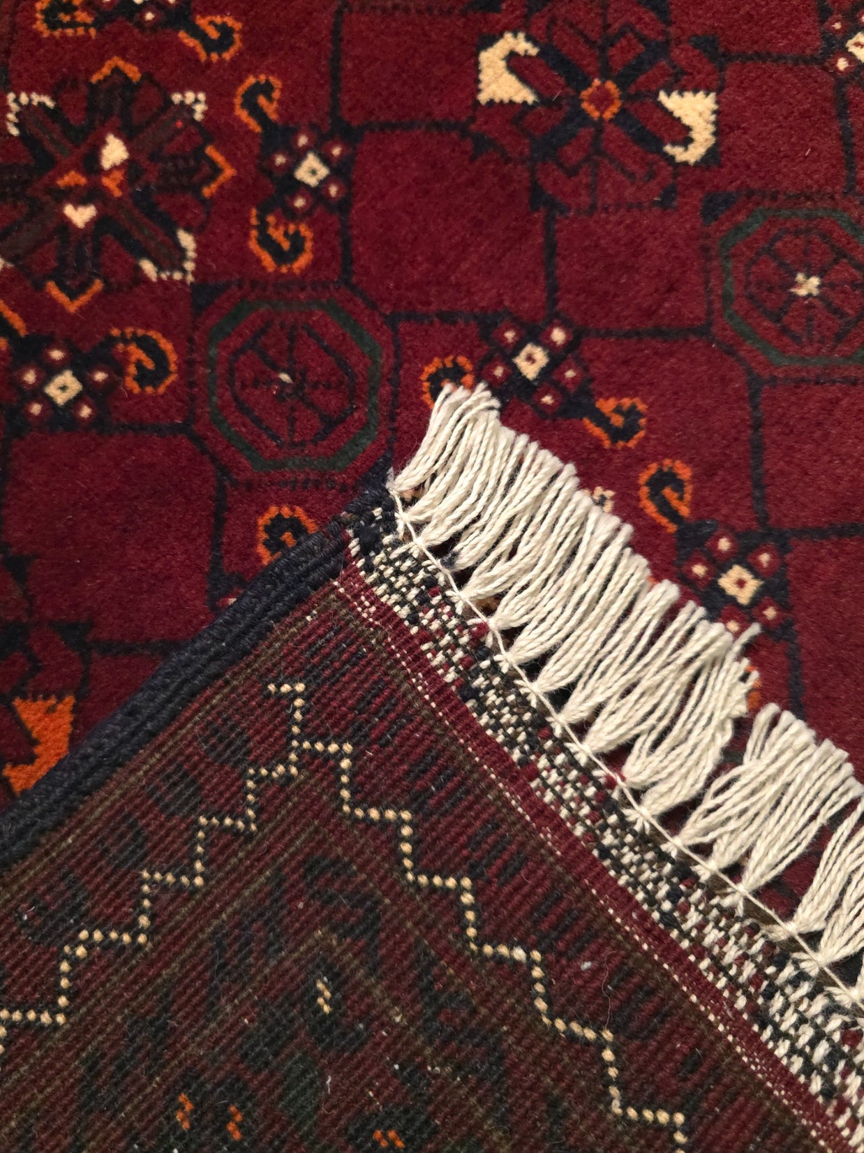 FINE AFGHAN KUNDUZ RUG - Deep Red - 1.74m x 1.22m