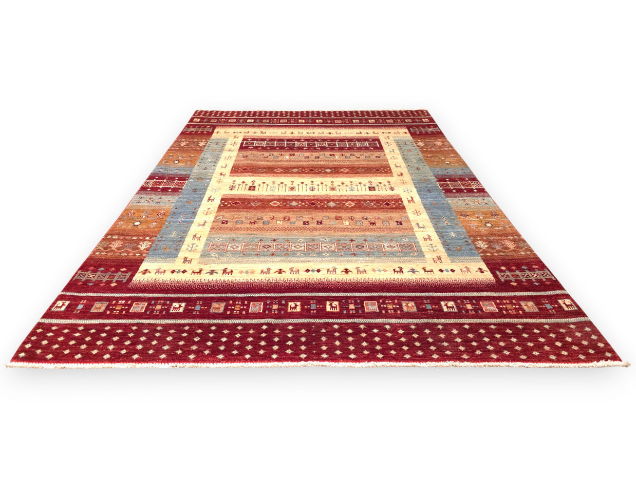 GABBEH DECORATIVE WOOL RUG - 2.07m x 1.52m
